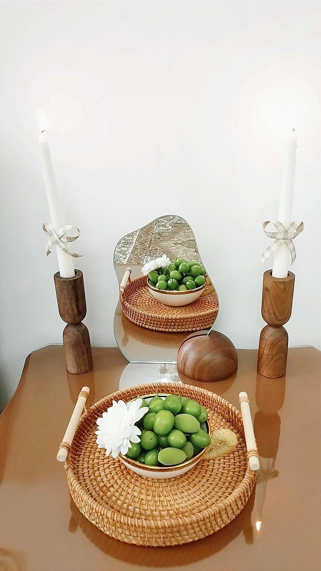 آینه شمعدان چوب گردو