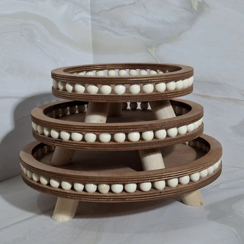 سینی و رایزر چوبی مهره دار گرد